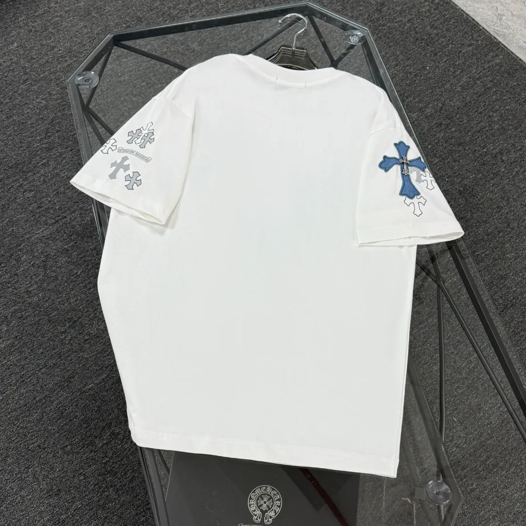 P180 Chrome hearts 25 high version fabrics made of 300 grams of high-density cotton, no deformation, no shrinkage, complete with three labels, same style for men and women, process; printing + denim patch embroidery process + original metal label Color: black white khaki SIZE: S-XL